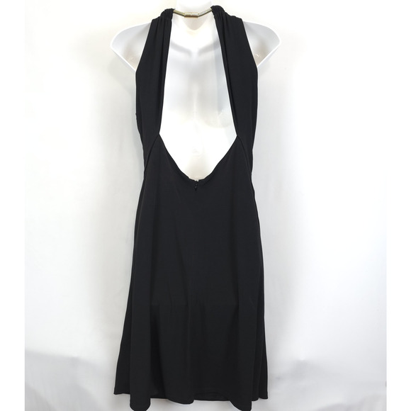 Calvin Klein Halter Dress Women 8 / 10 Black Gold Neck Accent Open Back Festive - Picture 2 of 15
